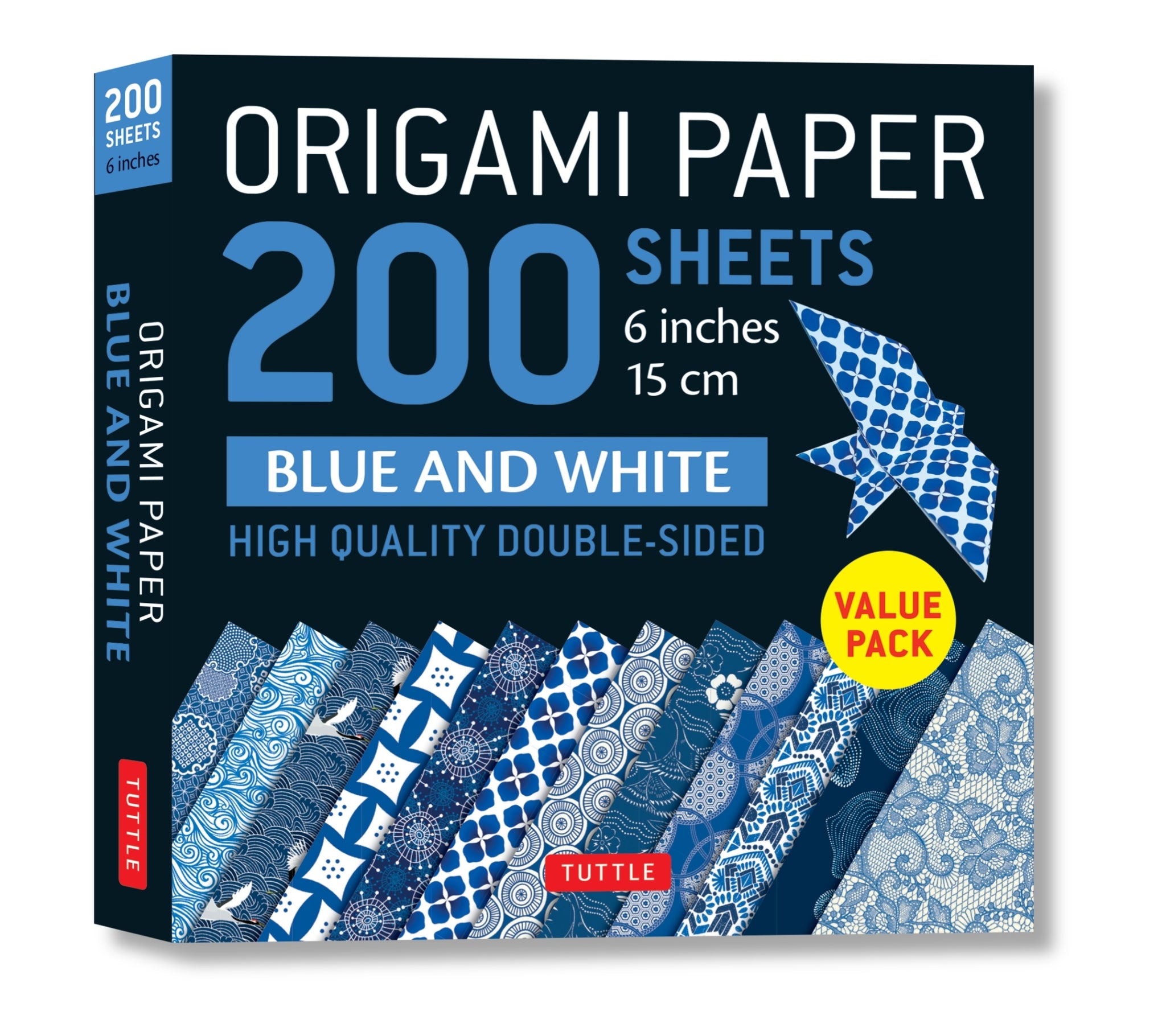 Cover image for Origami Paper 200 sheets Blue and White Patterns 6" (15 cm) ISBN 9780804852371